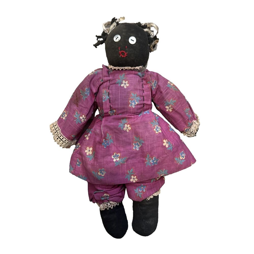 Vintage Americana Folk Art Rag Doll African American Handmade Primitive